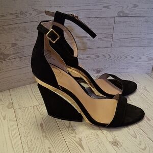 JLO Elegant Black Wedge Sandals